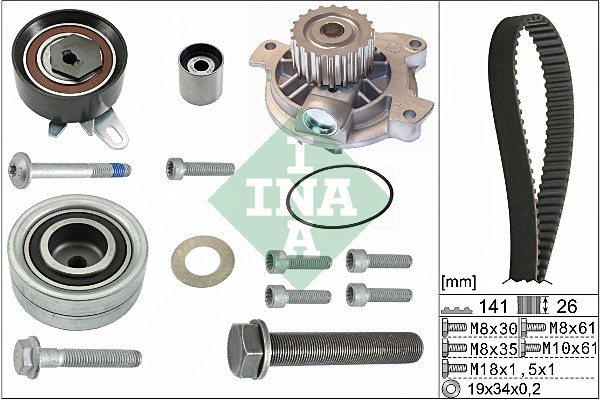 Set distributie potrivit SKODA SCALA; VW CRAFTER 30-35, CRAFTER 30-50 1.6D/2.5D dupa 2006 (curea + intinzator + pompa apa) [2]