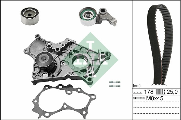 Set distributie (curea + intinzator + Pompa apa) potrivit TOYOTA AVENSIS, AVENSIS VERSO, COROLLA, COROLLA VERSO, COROLLA KOMBI, PREVIA II, RAV 4 II 2.0D 09.97-03.09