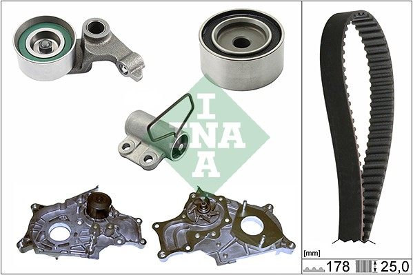 Set distributie (curea + intinzator + Pompa apa) potrivit TOYOTA AVENSIS, AVENSIS VERSO, COROLLA, COROLLA VERSO, PREVIA II, RAV 4 II 2.0D 09.97-03.09