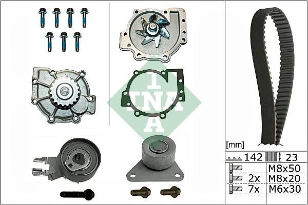 Set distributie potrivit VOLVO C30, C70 I, C70 II, S40 II, S60 I, S70, S80 I, S80 II, V40, V50, V60 I, V70 I, V70 II, V70 III 2.0-2.5ALK 1995-2018 (curea + intinzator + pompa apa) [2]