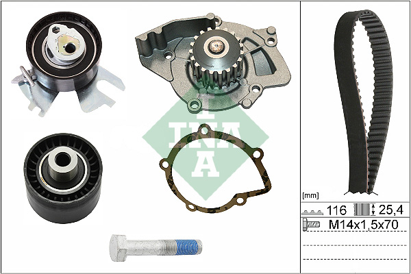 Set distributie (curea + intinzator + pompa apa) potrivit VOLVO C30, C70 II, S40 I, S40 II, S80 II, V50, V70 III; CITROEN C4, C4 GRAND PICASSO I, C4 I, C4 PICASSO I, C5 II 1.8/2.0D 06.02- [2]