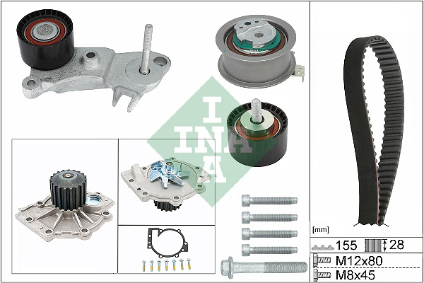 Set distributie (curea + intinzator + Pompa apa) potrivit VOLVO S60 II, S80 II, S90 II, V40, V60 I, V60 II, V70 III, V90 II, XC40, XC60 I, XC60 II, XC70 II, XC90 II 2.0 2.0D 09.13-