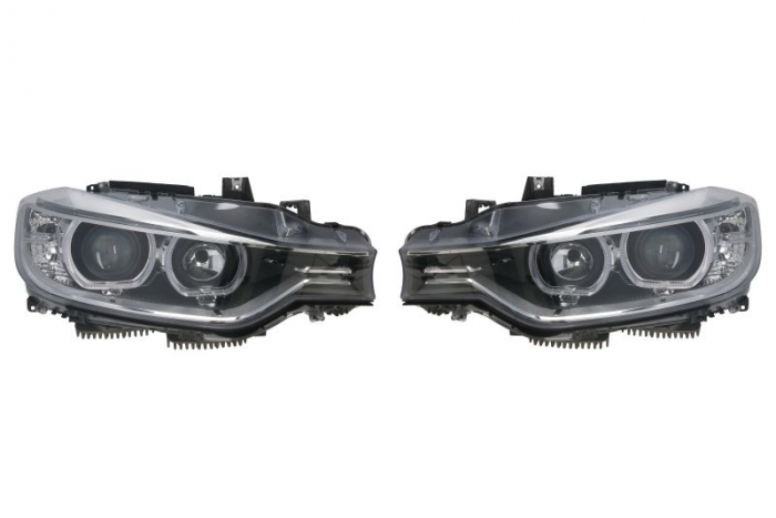 Set faruri stanga dreapta (H7 PY21W, electric, cu motoras, tuning, culoare interior: negru) potrivit BMW 3 F30, F31, F80 10.11-03.19