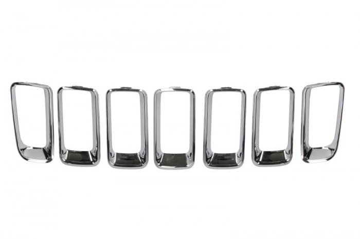 Set grile radiator fata 7 buc, plastic, crom potrivit jeep compass dupa 2011