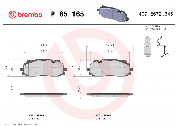 Set placute frana Fata potrivit AUDI A3, A4 ALLROAD B9, A4 B9, A5, A6 ALLROAD C8, A6 C8, A7, A8 D5, E-TRON, Q3, Q5, Q7, Q8, Q8 E-TRON; CUPRA FORMENTOR; VW TOUAREG 1.0-Electric 01.15-