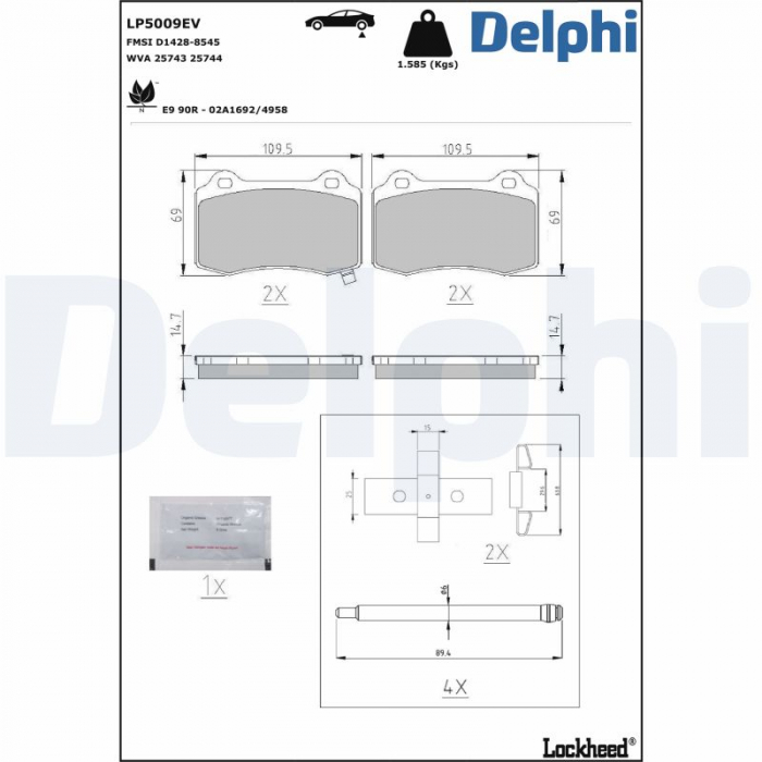 Set placute frana Spate (cu suplimente; cu un tampon de amortizare pentru vehicule electrice), potrivit JEEP GRAND CHEROKEE III; TESLA MODEL S, MODEL X 4.7/Electric 06.05- [2]