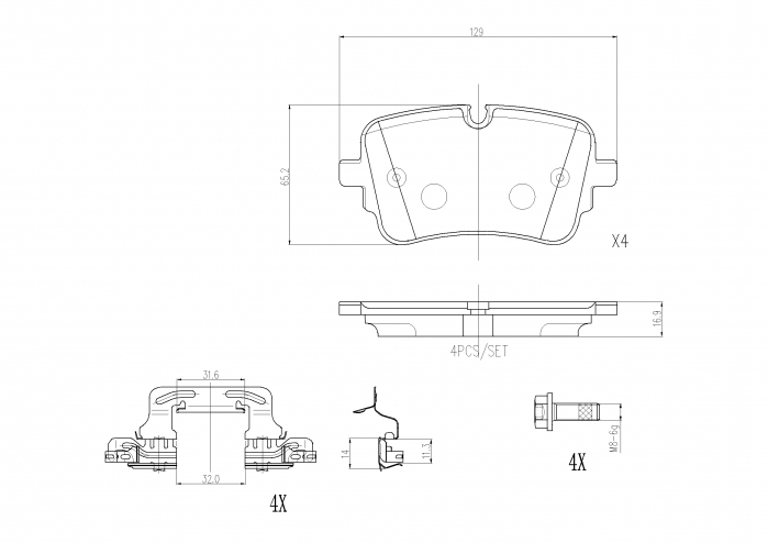 Set placute frana Spate potrivit AUDI A6 ALLROAD C8, A6 C8, A7, A8 D5, E-TRON, Q7, Q8, Q8 E-TRON; VW TOUAREG 2.0-Electric 01.15-