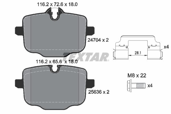 Set placute frana Spate potrivit BMW 5 (G30, F90), 5 (G31), 6 GRAN TURISMO (G32), 7 (G11, G12), 8 (G14, F91), 8 (G15, F92), 8 GRAN COUPE (G16, F93), IX (I20), X3 (G01) 1.6-Electric 07.15-