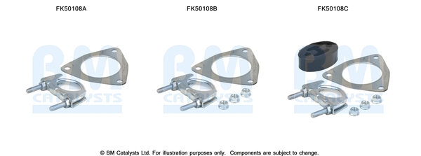 Set sistem esapament potrivit FIAT 500, 500 C, PANDA, PANDA/HATCHBACK; FORD KA 1.3D dupa 2006 (kit de montare) [2]