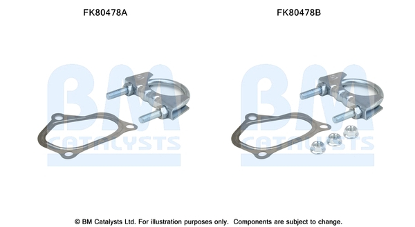 Set sistem esapament potrivit FIAT 500, FIORINO/MINIVAN, GRANDE PUNTO, PANDA, PANDA/HATCHBACK, QUBO; FORD KA; LANCIA YPSILON; OPEL COMBO TOUR 1.3D dupa 2003 (kit de montare) [2]