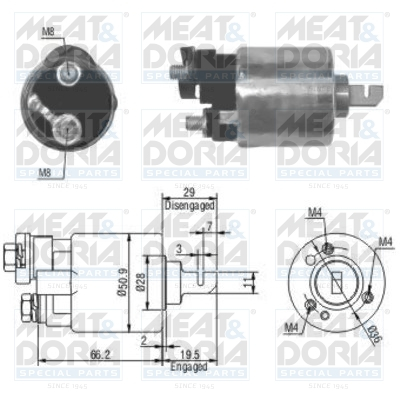 Solenoid electromotor (12V) potrivit HONDA ACCORD VI, CIVIC V, CIVIC VI, CIVIC VII, CONCERTO, CR-V II, CRX I, JAZZ I, JAZZ II 1.2-3.0 10.83-07.08