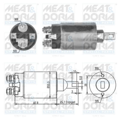 Solenoid electromotor (12V) potrivit KIA PREGIO, PRIDE, RIO, SORENTO I 1.3 2.5D 2.7D 01.90-