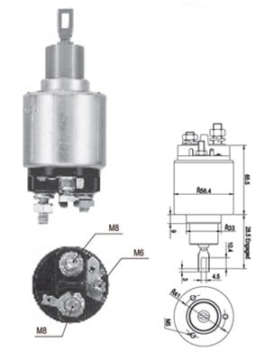 Solenoid electromotor potrivit CHEVROLET AVEO KALOS, LACETTI, NUBIRA, REZZO; DAEWOO ESPERO, KALOS, LACETTI, LANOS, NEXIA, NUBIRA, TACUMA REZZO; FIAT STILO; OPEL AGILA 1.2-1.8 09.82-