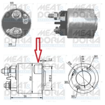 Solenoid electromotor potrivit DACIA DUSTER, LOGAN, LOGAN EXPRESS, LOGAN MCV, SANDERO; NISSAN KUBISTAR; RENAULT GRAND SCENIC II, KANGOO BE BOP, KANGOO EXPRESS, KANGOO II 1.4-1.6LPG 06.03-