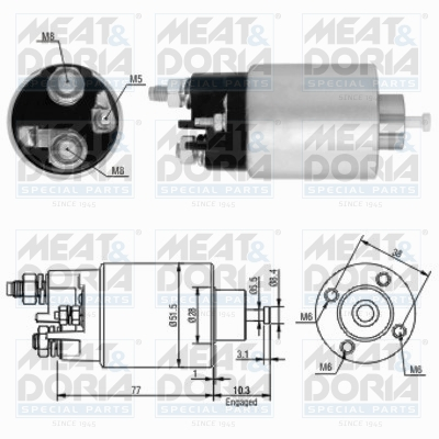 Solenoid electromotor potrivit DACIA LOGAN, LOGAN MCV; NISSAN ALMERA II, KUBISTAR, MICRA III; RENAULT CLIO II, CLIO III, KANGOO, KANGOO EXPRESS, LOGAN I, MEGANE II 1.4 1.5D 1.9D 09.98-