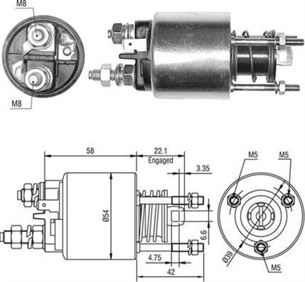 Solenoid electromotor potrivit FIAT BRAVA, BRAVO I, CINQUECENTO, MAREA, PUNTO, PUNTO HATCHBACK, SEICENTO 600; LANCIA Y, Y10 1.1-1.3 02.89-03.12