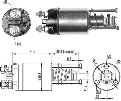 Solenoid electromotor potrivit FIAT BRAVA, BRAVO I, REGATA; LANCIA DEDRA, PRISMA 1.9D 01.83-10.01