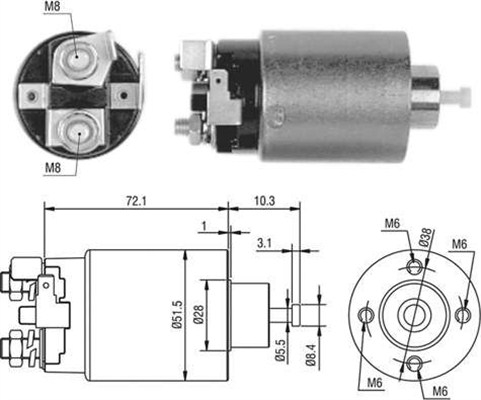 Solenoid electromotor potrivit HYUNDAI GALLOPER I, SONATA II; MAZDA RX-7 I, RX-7 II; MITSUBISHI 3000 GT, GALANT VII, PAJERO SPORT I 1.1-3.0 03.84-