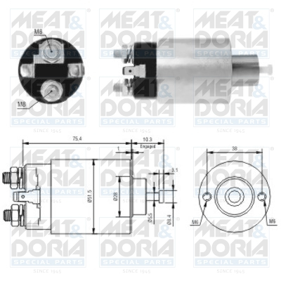 Solenoid electromotor potrivit HYUNDAI H-1, H-1 STAREX, PORTER; KIA K2500, PREGIO; MITSUBISHI stanga 300 III, L200, L200 TRITON, L400, PAJERO CLASSIC, PAJERO II 2.0 2.5D 2.8D 12.90-