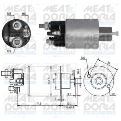 Solenoid electromotor potrivit OPEL MOVANO; RENAULT MASTER II 2.5D 2.8D 07.98-10.01