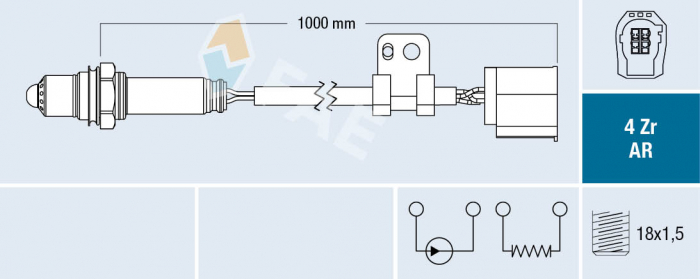 Sonda Lambda (numar fire 4, 1000mm) potrivit MAZDA 3, 5, 6 2.0D/2.2D 06.02-07.13 [3]