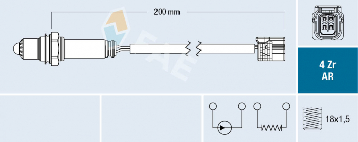 Sonda Lambda (numar fire 4, 200mm) potrivit HONDA CIVIC VIII 1.4 09.05-09.08