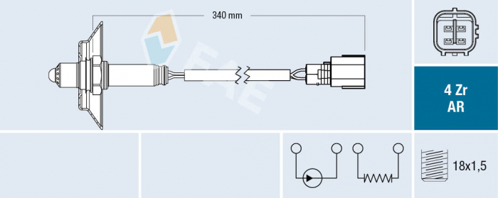 Sonda Lambda (numar fire 4, 340mm) potrivit LEXUS ES, RX; SUBARU IMPREZA, LEGACY IV, LEGACY V, OUTBACK, TRIBECA, XV; TOYOTA AVENSIS, AVENSIS VERSO, CAMRY, HIGHLANDER / KLUGER 1.6-4.0 02.00- [3]