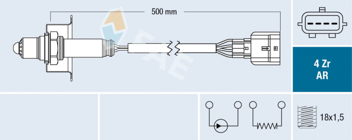 Sonda Lambda (numar fire 4, 500mm) potrivit NISSAN JUKE, PULSAR, QASHQAI II, X-TRAIL III 1.6 06.10- [3]