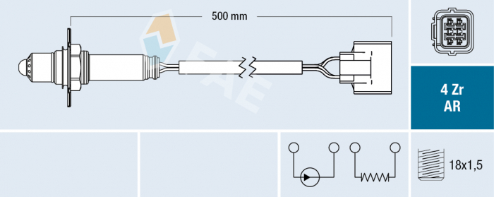 Sonda Lambda (numar fire 4, 500mm) potrivit SUBARU FORESTER, LEGACY IV 2.5 09.03-09.13 [3]