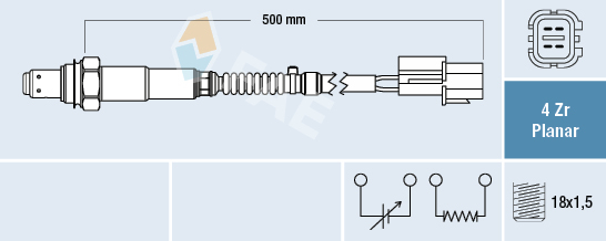 Sonda lambda (numar fire 4, 500mm) potrivit VOLVO V40; AUDI A6 C6; CHEVROLET EPICA, SPARK; HYUNDAI I10 II, I20 I; KIA PICANTO II, RIO III; NISSAN X-TRAIL I; OPEL CORSA C 0.8-4.2 09.00- [3]