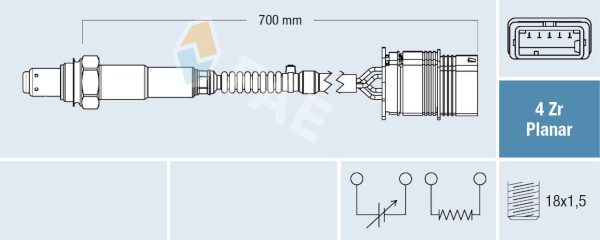 Sonda Lambda (numar fire 4, 700mm) potrivit BMW 1 (E82), 1 (E88), 1 (F20), 1 (F21), 2 (F22, F87), 3 (E90), 3 (E91), 3 (E92), 3 (E93), 3 (F30, F80), 3 (F31) 2.0/3.0/3.0H 03.06-07.19 [3]