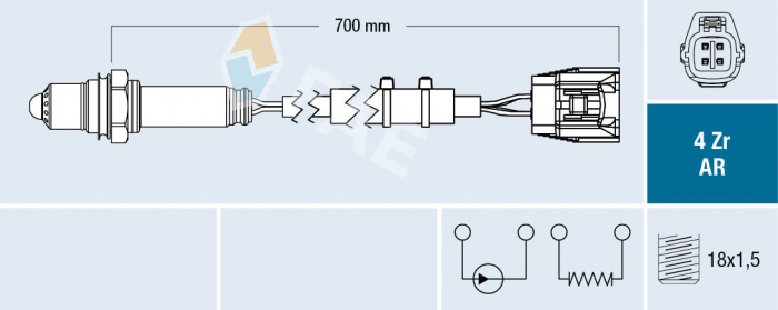 Sonda Lambda (numar fire 4, 700mm) potrivit MAZDA 3, 6, 6 KOMBI, CX-5 2.2D 04.12-