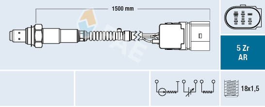 Sonda lambda (numar fire 5, 1500mm) potrivit AUDI A3, A4 B5, A4 B6, A4 B7, A6 C5, A8 D3, TT; BENTLEY CONTINENTAL, CONTINENTAL FLYING SPUR; SEAT EXEO, EXEO ST, IBIZA III 1.4-6.0 11.94-12.17 [3]