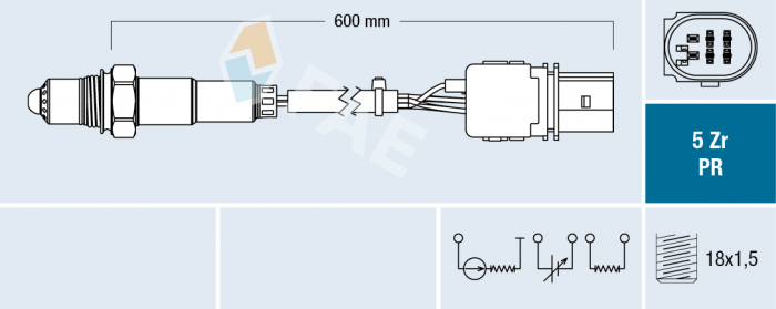 Sonda lambda (numar fire 6, 600mm) potrivit AUDI A4 B7, A4 B8, A5, A6 ALLROAD C6, A6 C6, Q5; OPEL ZAFIRA C 1.6D-3.2 05.04-