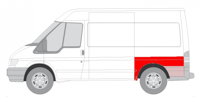 Aripă spate stanga (partea inferioară, lungime 127 mm, înălțime 75 mm) potrivit FORD TRANSIT V, TRANSIT V FL 01.00-08.13 [2]