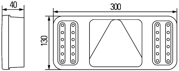 Stop lampa spate stanga (LED, 24V, cu semnalizator, cu lumina ceata, lumina marsalier, cu lumina stop, lumina parcare, reflector triunghiular, lungime cablu: 0,5m)