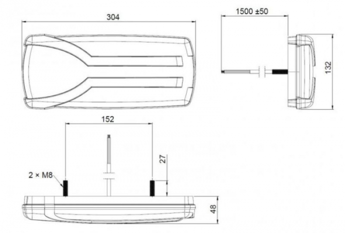 Stop spate stanga CARMEN (LED, 12/24V, cu intermitent, cu far ceață, lumina de marșarier, cu stop, lumină de parcare, reflector, rosu ) [3]