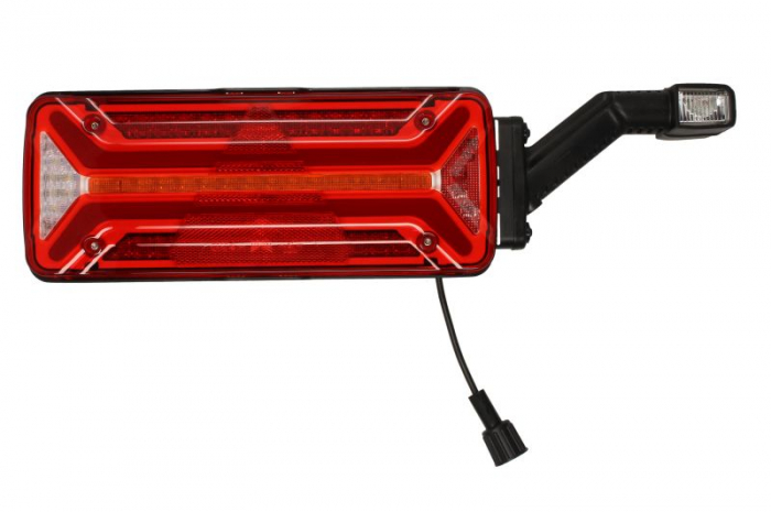 Stop spate dreapta ECOLED II (LED, 10 30V, cu intermitent, cu far de ceata, lumina de marsarier, cu stop, lumina de parcare, reflector triunghiular, cu lampa cu brat prelungitor, indicator dinamic, co