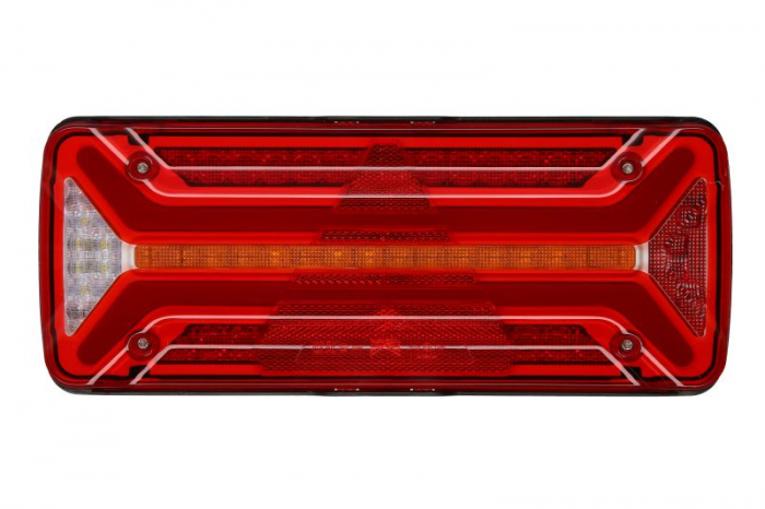 Stop spate dreapta ECOLED II (LED, 10 30V, cu intermitent, cu far de ceata, marsarier, cu stop, lumina de parcare, reflector triunghiular, indicator dinamic, conector: AMP 7PIN Bayonet)