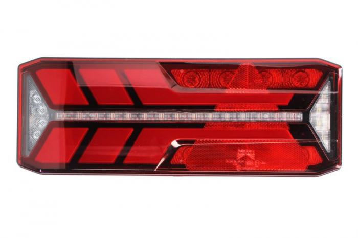 Stop spate dreapta ECOLED III (LED, 24V, cu intermitent, cu far de ceata, marsarier, cu stop, lumina de parcare, reflector triunghiular, indicator dinamic, conector: ASS2 7PIN)
