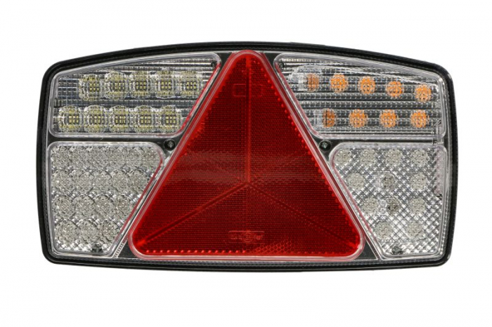 Stop spate dreapta (LED, 10 30V, cu intermitent, cu far de ceata, lumina de marsarier, cu stop, lumina de parcare, reflector triunghiular lungime cablu: 0,5m) potrivit SCANIA