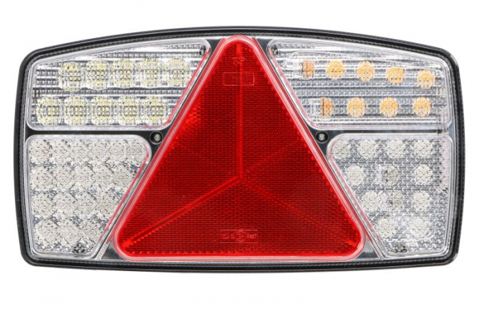 Stop spate dreapta (LED, 10 30V, cu intermitent, cu far de ceata, lumina de marsarier, cu stop, lumina de parcare, reflector triunghiular, lungime cablu: 0,5m) potrivit SCANIA