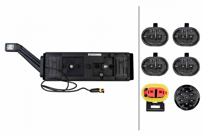 Stop spate dreapta (LED, 24V, cu intermitent, cu far de ceață, lumina de marșarier, cu stop, lumină de parcare, reflector triunghiular, cu lampă cu braț prelungitor, indicator dinamic, fixare orizonta [2]
