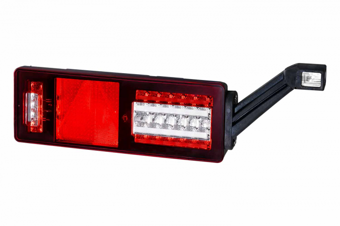 Stop spate dreapta (LED, 24V, cu intermitent, cu far de ceata, lumina de marsarier, cu stop, lumina de parcare, reflector triunghiular, cu lampa cu brat prelungitor, indicator dinamic, fixare orizonta