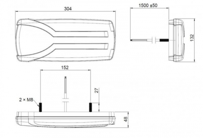 Stop spate stanga CARMEN (LED, 12/24V, cu intermitent, cu far ceață, lumina de marșarier, cu stop, lumină de parcare, reflector, alb ) [3]