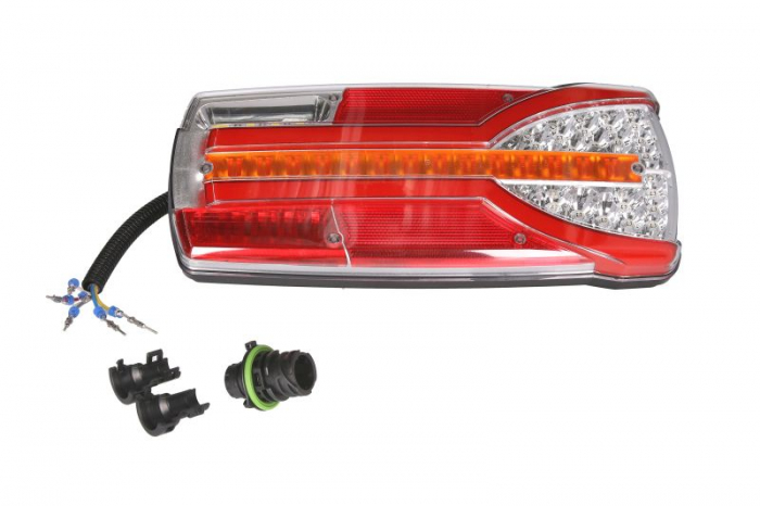 Stop spate stanga CARMEN (LED, 12 24V, cu intermitent, cu far ceata, lumina de marsarier, cu stop, lumina de parcare, reflector, conector: EURO AMP 7PIN, alb )