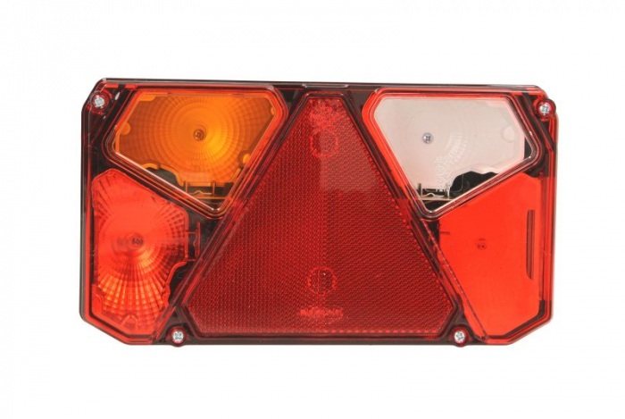 Stop spate stanga (cu intermitent, lumina de marsarier, cu stop, lumina de parcare, cu iluminare placuta, reflector triunghiular)