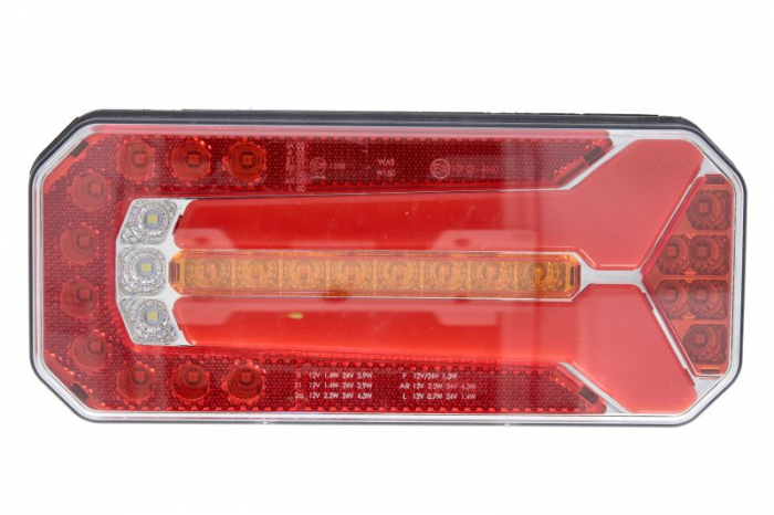 Stop spate stanga dreapta (LED, 12 24V, cu intermitent, cu lumini ceata, lumina de marsarier, cu stop, lumina de parcare, cu iluminare placuta, reflector, conector: WAS 7)