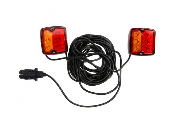 Stop spate stanga dreapta (LED, 12 24V, lungime cablu: 12m, cu intermitent, cu stop, lumina de parcare, cu iluminare placuta, magnet-mountable)