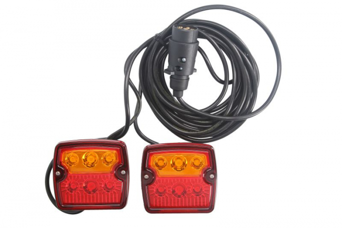 Stop spate stanga dreapta (LED, 12 24V, lungime cablu: 5m, cu intermitent, cu stop, lumina de parcare, cu iluminare placuta, magnet-mountable)